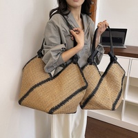 Sac à bandoulière de luxe bohème vintage pour femme, sac de plage en paille tressé fait main, sac fourre-tout de vacances, vente en gros