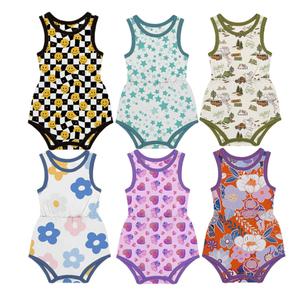 Tutina Estiva Personalizzata Hongbo per Neonati, Senza Maniche in Cotone di Bambù, Body per Bambini e Bambine, Vendita all'Ingrosso - Product Image 1