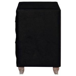 Comodino Stile Glamour Completamente Imbottito con Bottoni in Acrilico Finitura Nera Arredamento Camera da Letto - Product Image 4