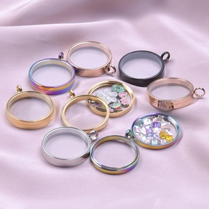Promozione di alta qualità in acciaio inox <span class=keywords><strong>Floating</strong></span> ciondolo ciondolo medaglione di vetro di memoria rotonda collana per finestre per ceneri - Product Image 4