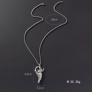<b>Angel</b> <b>Goddess</b> Pendant Necklace Zinc Alloy Wings Themed Punk Style Hip Hop Fashion Jewelry - Product Image 2