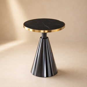 Conception clé en main de restaurant de luxe moderne avec mobilier hôtelier personnalisé et tables à manger en métal doré avec plateau en pierre noire - Product Image 3