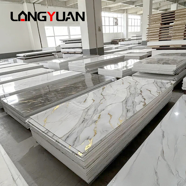 LT 1220*2440*3mm Uv Marble Board Interior Decoration Laminated Plastic Sheet Pvc Wall Panel High Glossy for House Hotel Decor