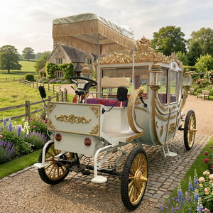 Calèche royale électrique ornée de finitions dorées en or blanc de style européen, calèche de luxe pour visites touristiques, fabriquée en Chine - Product Image 1