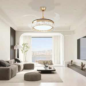 Nueva Llegada de Lujo Estilo Dormitorio Cristal Control Remoto Lámpara de Techo Oro Elegante Ventilador de Techo Luz - Product Image 1