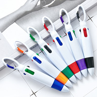 Stylos rétractables avec mousqueton Mini stylos à bille multi-couleurs 4 en 1 avec porte-clés et logo pour cadeaux de rembourrage