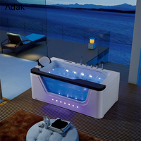Baignoire de massage rectangulaire en acrylique Whirlpool, moderne, portable, pour coin de salle de bain, usage hôtelier, robinet inclus, 16 jets