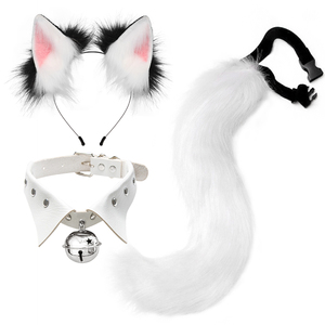 أربطة شعر قطيفة مصنوعة يدوياً مع مجموعة ذيل ربطة أذن على شكل رأس قطة - Product Image 4