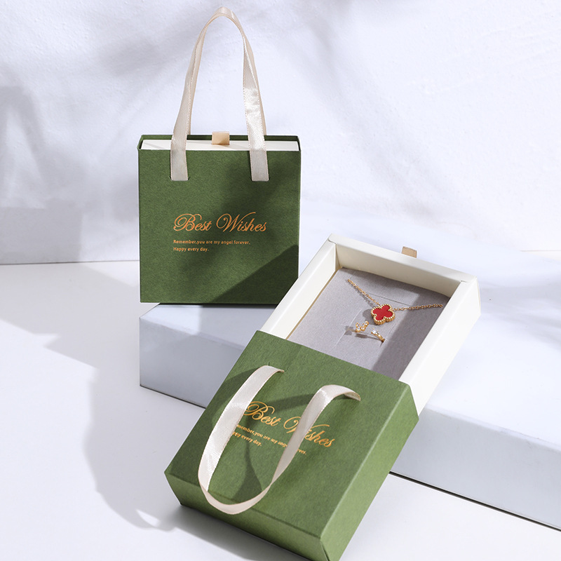 Portable Drawer Box Paperboard Jewelry Gift Packaging for Necklace Earrings Ring Bracelet Watch Stamping Handling
