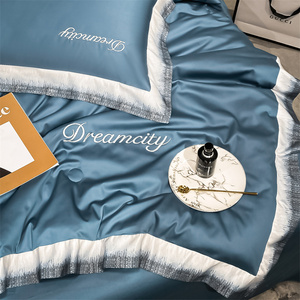 綿100刺繍ホテル寝具セット5つ星ライトラグジュアリーフランネルシーツ - Product Image 5