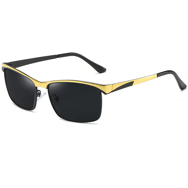 New fashion metal square frame sunglasses men's high-grade sunglasses UV protection trend leisure business glasses