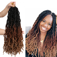 Extensions de cheveux synthétiques Goddess Faux Locs au crochet, doux et bouclés, effet dreadlocks, tresses ombrées au crochet, vente en gros