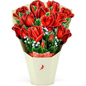 Rose Bouquet Pop Card 6x8 Inches 3D <b>Paper</b> Flower Greeting Card 4 Color Digital Printed <b>Gloss</b> Lamination for Mother's Day - Product Image 6