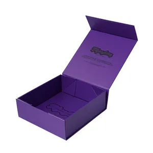 Boîte-cadeau pliable en carton rigide à fermeture violette de luxe Boîte-cadeau magnétique en papier d'impression personnalisée