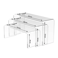 Présentoir en acrylique transparent à 3 niveaux en forme de U, étagère à marches pour figurines de collection, jouets, parfums, cosmétiques, cupcakes, présentoir de vente au détail