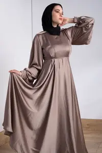 Turchia Dubai solid abaya manica lunga tradizionale abbigliamento musulmano personalizzato alta moda donna musulmana in raso caftano maxi vestito