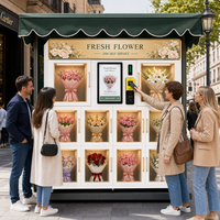 Distributeur Automatique Commercial de Fleurs Réfrigéré à 10 Portes, Écran Tactile Extérieur, Casier Floral, Autocollants Personnalisables, Basé sur le Cloud