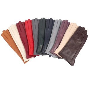 Milidanxue gants en peau de mouton colorés pour femmes mode hiver chaud doublé polaire extérieur en cuir gants en cuir - Product Image 1