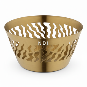 Bol décoratif en acier inoxydable sculpté de forme arrondie, écologique, pour servir des fruits secs et des bonbons, finition dorée, pour la maison, la cuisine et la restauration - Product Image 1