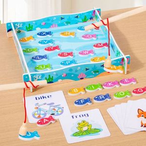 Jeu de cartes éducatives d'apprentissage des mots, jeu de pêche magnétique en bois pour les tout-petits - Product Image 4