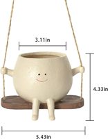 Pot de fleurs suspendu en résine écologique sculpté à la main avec visage rigolo pour une utilisation en intérieur/extérieur
