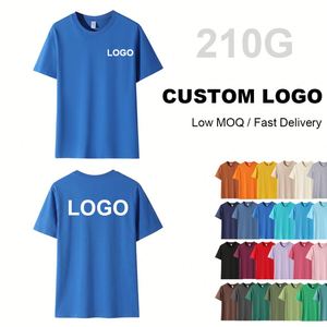 T-shirts à manches courtes en coton peigné 210G pour hommes, col rond, logo imprimé, coupe ample, hauts d'été unis, vente en gros - Product Image 4