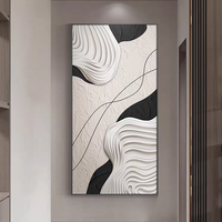 Peinture abstraite de luxe, art mural moderne noir et blanc, peinture sur cristal pour la décoration de la chambre à coucher et du salon