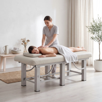 Table de massage OEM personnalisable avec dossier réglable, lit de beauté crème pour spa, salon, clinique, table de traitement facial avec étagère de rangement