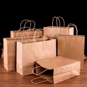 Sac de courses en papier kraft personnalisé, recyclable, pour la vente à emporter, avec votre propre logo - Product Image 1