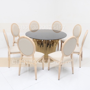 <span class=keywords><strong>2025</strong></span> Sang Trọng Kính Tròn Hàng Đầu Bàn Ăn Shinny Vàng Thép Không Gỉ Tiệc Cưới Bảng Cho Các Sự Kiện - Product Image 6