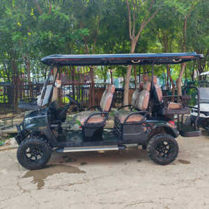 Carrito de Golf Negro Personalizable HKBG-C para 4+2 Pasajeros, Batería de Litio, Carro de Club con Estructura de Acero de Alta Resistencia, Faros LED, Nuevo Diseño E - Product Image 2