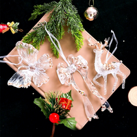 Ornements suspendus en acrylique transparent avec paillettes brillantes, cerf, flocon de neige, nœud, ange, pendentif décoratif pour les fêtes, les fenêtres, les arbres et les décorations de fête