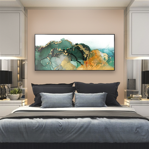 Tela di tela colorata astratta decorazione da parete fluido inchiostro <span class=keywords><strong>arte</strong></span> marmo tela da parete <span class=keywords><strong>arte</strong></span> verde e oro struttura in marmo Floater decorazione da parete - Product Image 6
