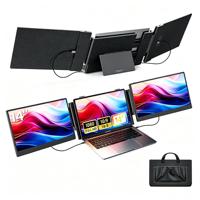 Écran d'extension portable pour ordinateur portable 14 pouces ultra-fin 1080P FHD triple écran pour ordinateurs portables compatible avec les ordinateurs portables de 13 à 17 pouces Plug & Play