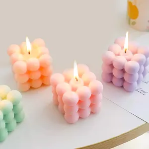 Cube Bubble Candle Molds Bubbles Hot Sale Home Decoration Fragrance Colourful Candles Scented Luxury Soy Wax for Candle Making