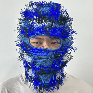 En gros, Cagoule tricotée personnalisée en mohair texturé effet vieilli, à un trou, style Shiesty, cache-visage, masque de ski, balaclava, skimask - Product Image 3