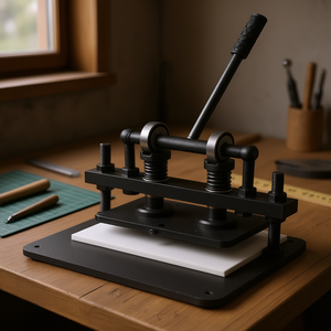 Máquina manual de corte de cuero de 10.2 x 5.9 pulgadas, herramienta de grabado negra para varios materiales, corte de cuero con plato superior - Product Image 2