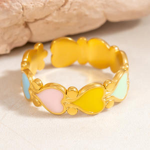 Fashion <b>Rings</b> Colorful Heart Star Design Gold Plated Women's Party Jewelry - Product Image 4