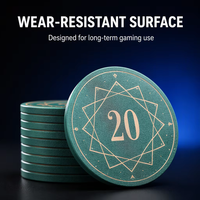 Jetons de poker en céramique 14g résistants à l'usure avec incrustation numérique, jetons de casino pour jeux de table Texas Hold'em, personnalisables OEM, vente en gros
