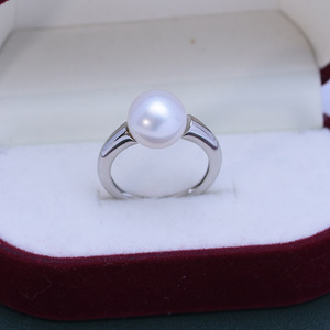 Women's S925 Silver <b>Ring</b> Holder with Large 10-11mm Freshwater White Round <b>Pearl</b> Strong Light and Fine Flaws Open Design - Product Image 4