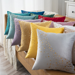 Housse de coussin carrée en velours hollandais avec strass nordiques, motif doré, pour canapé, décoration intérieure, vente en gros - Product Image 4