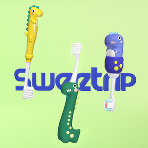 Cepillo de dientes para niños Sweetrip, cepillo de dientes manual de cerdas suaves con diseño de dinosaurio para uso doméstico - Product Image 5