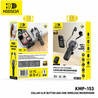 Microphone sans fil KMP-153 pour diffusion en direct, avec clip de col, bouton ANC ENC, mini microphone sans fil pour karaoké