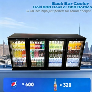 Enfriador de Bebidas de Cerveza de Cuatro Zonas, 4 Puertas de Vidrio, Control Digital, Sin <span class=keywords><strong>Escarcha</strong></span>, el Mejor Enfriador de Barra Trasero Integrado Negro con Estantes Ajustables - Product Image 3