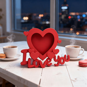 Cornice Portafoto 3D Stampata a Forma di Cuore 'I Love You', Cornice per Coppie da Scrivania, Espositore Fotografico Romantico da Tavolo - Product Image 5