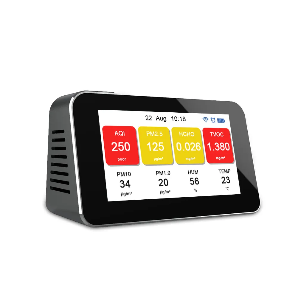 Dienmern - Sensor de monitor de qualidade do ar para mesa, fornecimento direto da fábrica, detector de gás PM2.5 com tela LCD e registros de histórico
