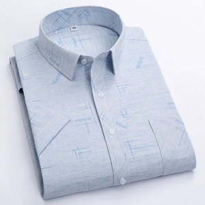 <span class=keywords><strong>Chemise</strong></span> ajustée à manches courtes pour <span class=keywords><strong>homme</strong></span>, motif 3D, en soie/coton écologique tricotée, anti-plis, style décontracté chic, idéale pour l'été - Product Image 5