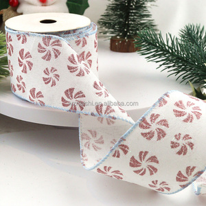 Noël Floral Motif Ruban Arbre <span class=keywords><strong>De</strong></span> Noël Arc Floral Guirlande Matériel Ruban Liège Bord Cadeau Emballage Ruban Sur Mesure - Product Image 1