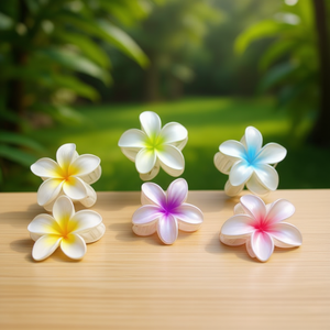 Fermaglio per capelli Frangipani Claw Clip 8 cm color argento per donne e ragazze - Product Image 2