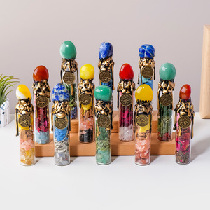 Bouteille à vœux en cristal des 12 constellations, copeaux de cristal naturels, bouteille en verre du zodiaque avec couvercle en gemme, décoration d'intérieur, cadeau - Product Image 1